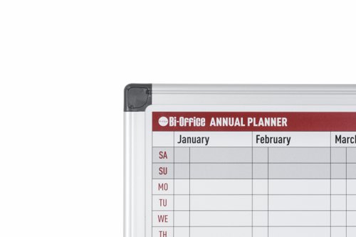 The Bi-Office magnetic 52-Week annual planner is the perfect tool to plan the entire year on a weekly basis. Keep track of your projects by using magnetic strips to create Gantt graphs or simply mark important deadlines by adding written notes with markers.