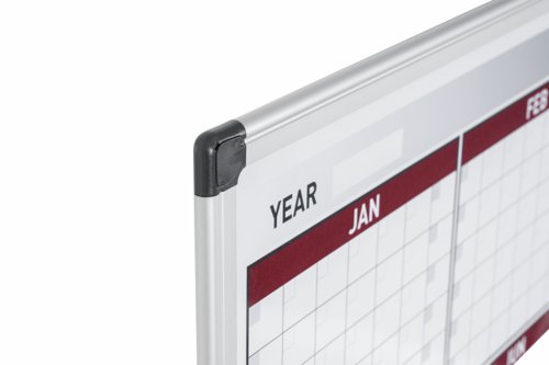 BiOffice Magnetic 12 Months Yearly Planner Aluminium Frame 900 x 600 mm