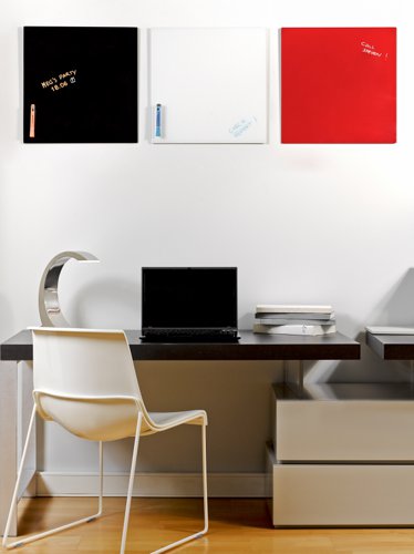 Bi-Office Magnetic Glass Whiteboard Memo Tile 480x480mm Red - GL150301