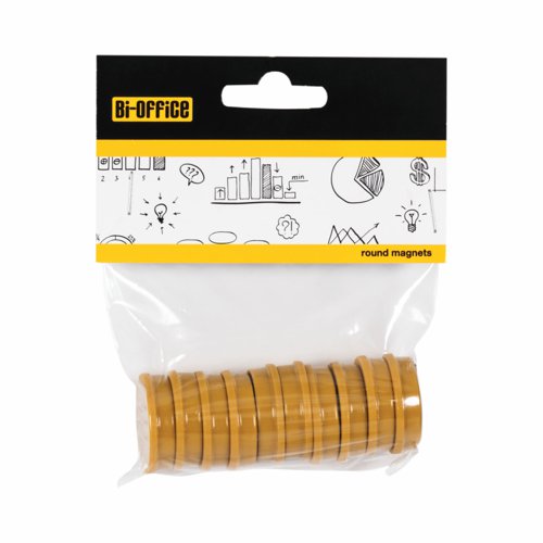 Bi-Office Round Magnets 30mm Yellow (Pack 10) - IM130209 Bi-Silque