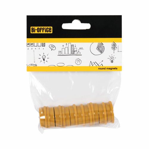 48175BS - Bi-Office Round Magnets 25mm Yellow (Pack 10) - IM140209