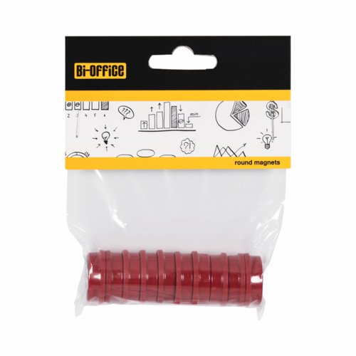 Bi-Office Round Magnets 25mm Red (Pack 10) - IM140509 48189BS Buy online at Office 5Star or contact us Tel 01594 810081 for assistance
