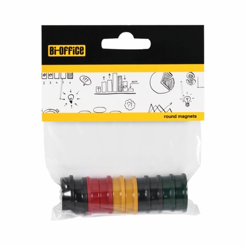 48196BS - Bi-Office Round Magnets 25mm Assorted (Pack 10) - IM140909