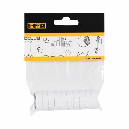 Bi-Office Magnets 25mm White (Pack 10) IM141609 Drywipe Board Accessories 73200BS