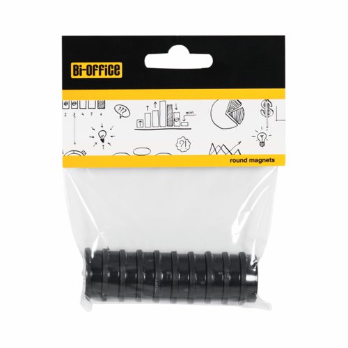 Bi-Office Magnets 20mm Black (Pack 10) IM142609 Drywipe Board Accessories 73207BS