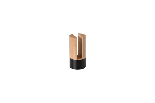 Archyi Sculpo Small Supporting Base; Natural Beech Solid Wood And Black Powder Coated Steel; 5x10x5cm