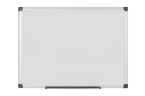 Bi-Office Maya Gridded Double Sided Non Magnetic Whiteboard Melamine Aluminium Frame 600x450mm - MA0221170 45704BS