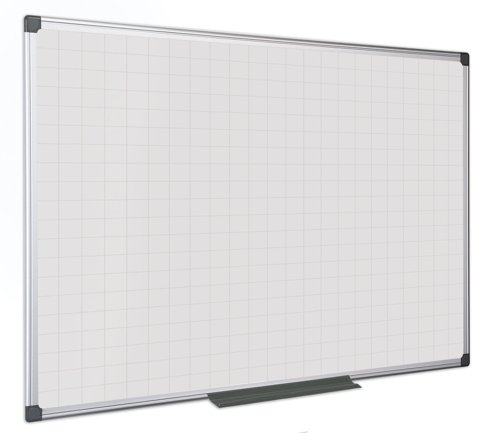 Bi-Office Maya Gridded Magnetic Lacquered Steel Whiteboard Aluminium Frame 600x450mm - MA0247170 Drywipe Boards 45711BS