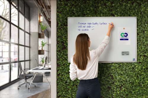 Bi-Office Earth-It Magnetic Lacquered Steel Whiteboard Aluminium Frame 900x600mm - MA0307790 73340BS Buy online at Office 5Star or contact us Tel 01594 810081 for assistance
