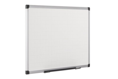 Bi-Office Maya Gridded Double Sided Non Magnetic Whiteboard Melamine Aluminium Frame 900x600mm - MA0321170 45725BS