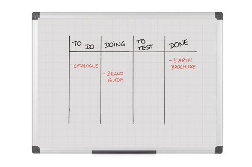 Perfect for meeting rooms, boardrooms, classrooms and more, this Bi-Office Maya Whiteboard has a gridded design for neat notes, as well as charts and graphs. It has a magnetic surface that can be used for attaching notes as well as board accessories and includes an aluminium pen tray which clips onto the frame in any position. Enhance your team’s communication.