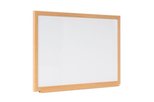Bi-Office Earth-It Non Magnetic Melamine Whiteboard Oak Wood Frame 1200x900mm - MB14002318 Drywipe Boards 43933BS