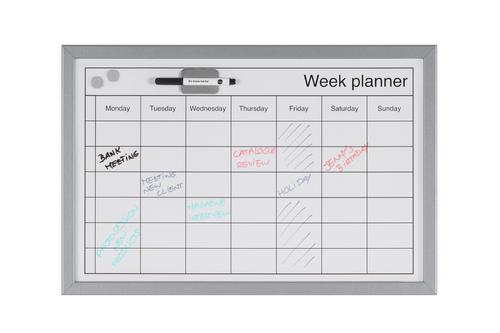 Bi-Office Magnetic Weekly Planner Whiteboard Grey Frame 60x40cm MM03000839