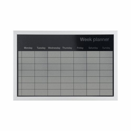 Bi-Office Magnetic Weekly Silver Finish Planner Grey Frame 60x40cm MM03108529