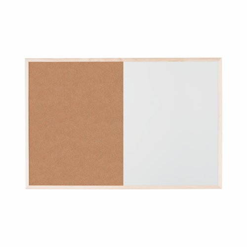 Bi-Office Combination Board Cork/Non Magnetic Whiteboard Pine Frame 600x400mm - MX03001010  49162BS