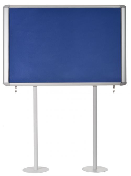Mastervision Outdoor Display Case, Blue Felt Surface, Sunken Post, Top Hinged (15x A4)