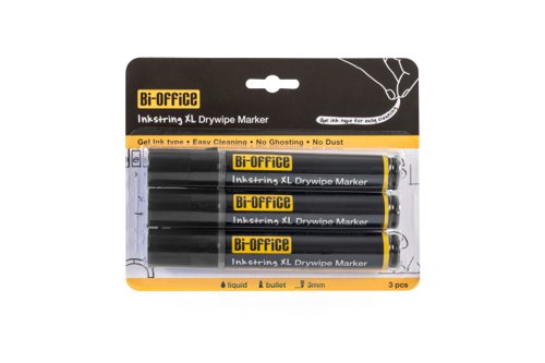 Bi-Office Inkstring XL Drywipe Marker Black (Pack of 3) PE4001