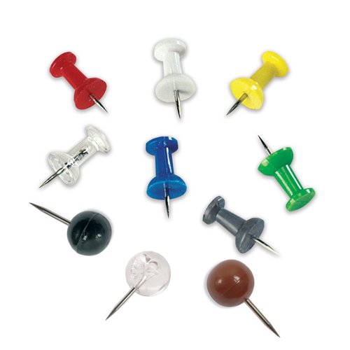 Bi-Office Push Pins Assorted Colours (Pack 200) - PI0324