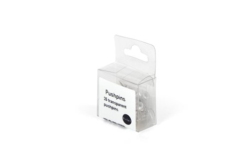 Bi-Office Push Pins Clear/Transparent (Pack of 25) PI0522