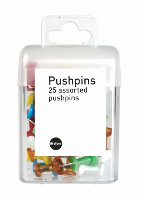 Bi-Office Push Pins Assorted Colours (Pack 25) PI0523