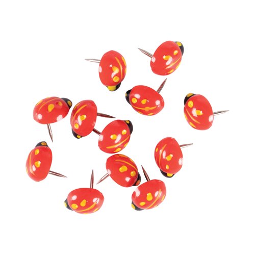 Bi-Office  Ladybird Pins for Noticeboards 25 Pins Per Pack
