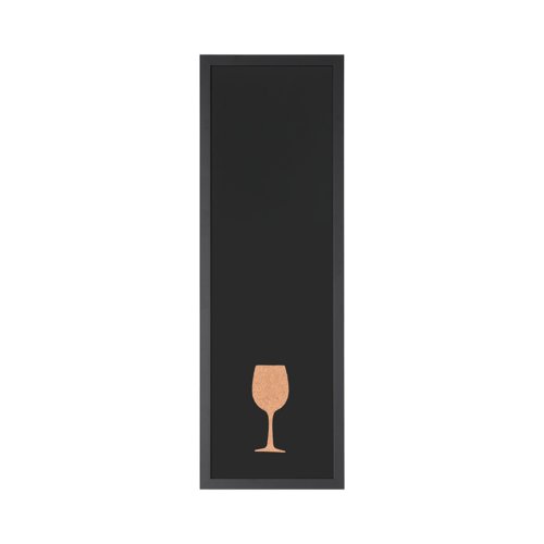 Bi-Office Essentials Vino Combo Slim Chalkboard - 200 x 600 mm - Non-Magnetic and Cork Surface, Black MDF Frame