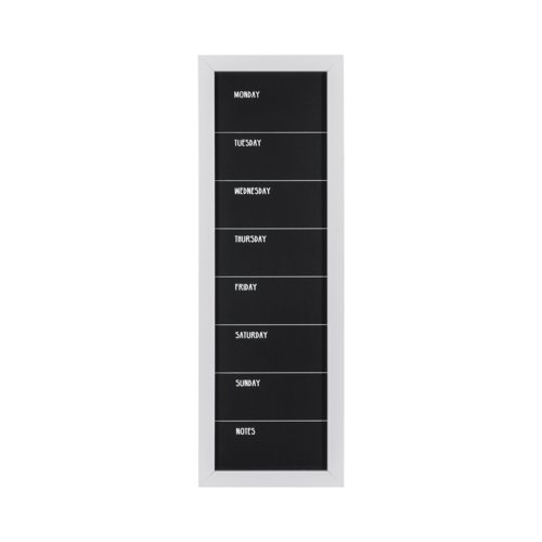 Bi-Office Essentials Weekly Planner Chalkboard - 200 x 600 mm - Non-Magnetic Surface, White MDF Frame