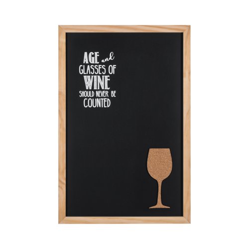 Bi-Office Essentials Vino Combo Quote Chalkboard - 400 x 600 mm - Non-Magnetic Surface, Pine Frame