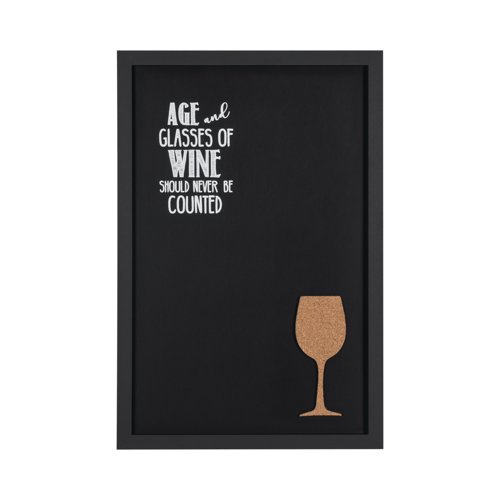 Bi-Office Essentials Vino Combo Quote Chalkboard - 400 x 600 mm - Non-Magnetic Surface, Black Frame