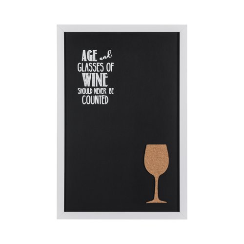 Bi-Office Essentials Vino Combo Quote Chalkboard - 400 x 600 mm - Non-Magnetic Surface, White Frame