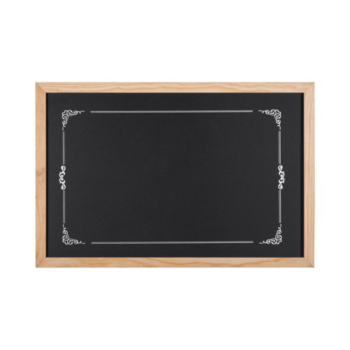 Bi-Office Essentials Border Chalkboard - 600 x 400 mm - Non-Magnetic Surface, Pine Frame