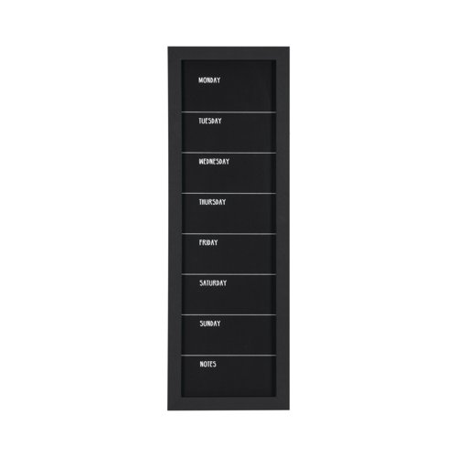 Bi-Office Essentials Weekly Planner Chalkboard - 300 x 900 mm - Non-Magnetic Surface, Black MDF Frame