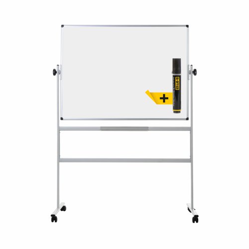 Bi-Office Revolver Double Sided Magnetic Whiteboard Laquered Steel Aluminium Frame 1200x1200mm - QR0303 Drywipe Boards 49288BS