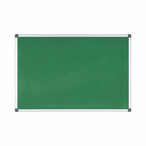 Bi-Office Fire Retardant Notice Board; Green Felt Surface; Aluminium Frame; 900x600mm