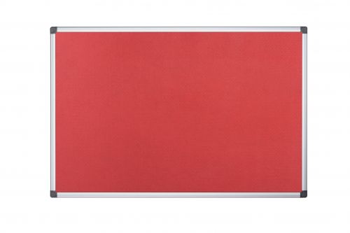 Bi-Office Fire Retardant Notice Board; Red Felt Surface; Aluminium Frame; 1800x1200mm