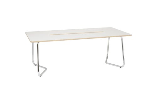 55777BS | The ARCHYI. Douro Meeting Table has a simplistic design, with a high gloss HPL surface, that will allow you to use as a dry wipe surface, for jotting down quick notes with dry wipe markers. The fact that this surface is high gloss, it is also easy to clean and maintain clean. This meeting table will combine nicely in most meeting room environments, especially when these have modern, contemporary furniture. The meeting table structure, is in chromed round tubular steel, giving an interesting contrast to the enriched wood details.