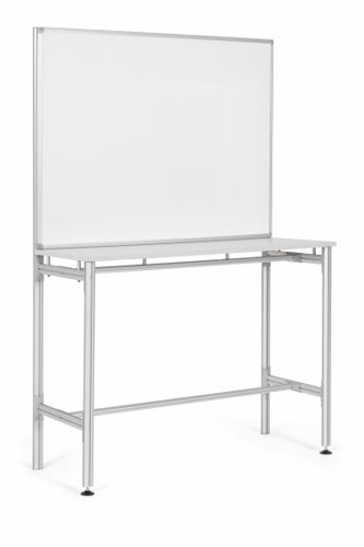 68657BS - Bi-Office Desk with Magnetic Laquered Steel Whiteboard 1200x900mm Silver - SD162606