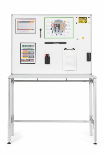 Bi-Office Desk with Magnetic Laquered Steel Whiteboard 1200x900mm Silver - SD162606 Workbenches 68657BS