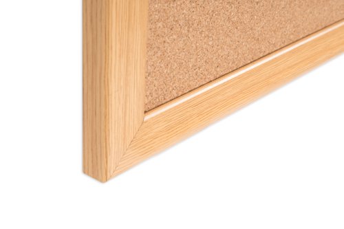 43884BS | This professional and ecological cork notice board is the perfect natural solution for posting messages at the office. The cork surface is self-healing and can be used with any type of pushpins. Its MDF frame comes with an oak finish for a distinctive look.