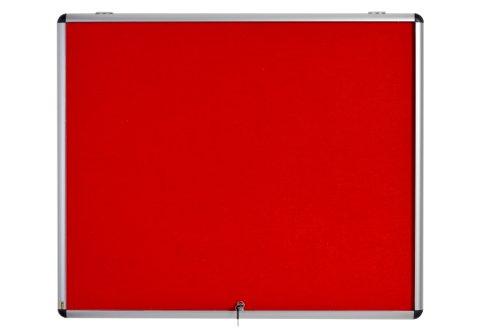 Bi-Office Enclore Fire Retardant Display Case; Red Fabric Surface; Lockable Acrylic Door; Top Hinged; Aluminium Frame; 953x924mm - 12x A4