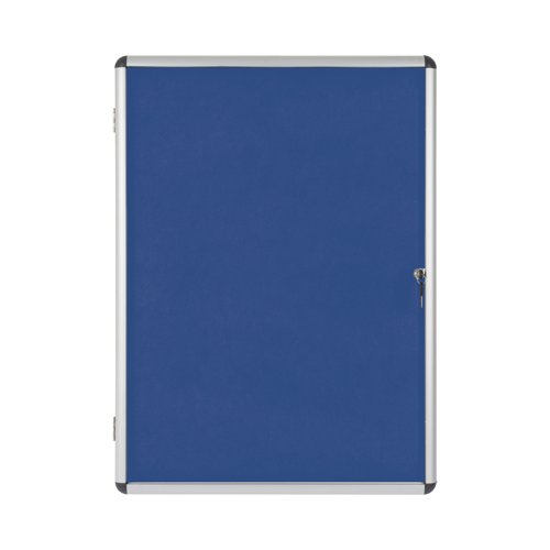 Bi-Office Enclore Display Case, 1200 x 900 mm - Blue Felt, Acrylic Door, Aluminium Frame