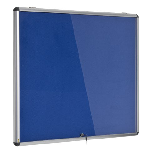 Bi-Office Enclore Blue Felt Lockable Noticeboard Display Case 6 x A4 700x653mm - VT340107150 Glazed Notice Boards 46047BS