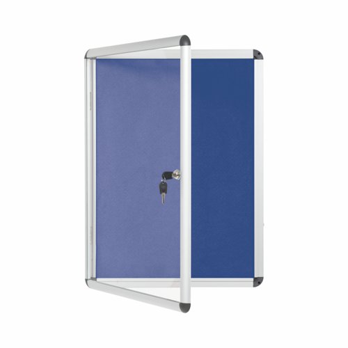 Bi-Office Enclore Blue Felt Lockble Noticeboard Display Case 4 x A4 500x674mm - VT610107150 46061BS Buy online at Office 5Star or contact us Tel 01594 810081 for assistance