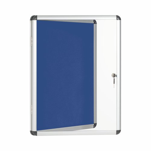 Bi-Office Enclore Blue Felt Lockble Noticeboard Display Case 4 x A4 500x674mm - VT610107150 46061BS Buy online at Office 5Star or contact us Tel 01594 810081 for assistance
