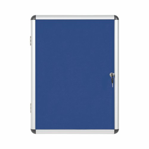Bi-Office Enclore Blue Felt Lockble Noticeboard Display Case 4 x A4 500x674mm