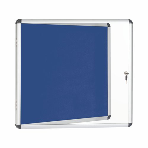 Bi-Office Enclore Blue Felt Lockable Noticeboard Display Case 6 x A4 720x670mm - VT620107150