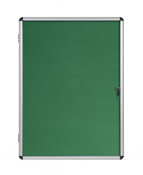 Bi-Office Enclore Green Felt Lockable Noticeboard Display Case 9 x A4 720x981mm - VT630102150