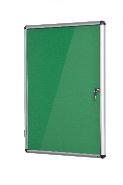 46075BS - Bi-Office Enclore Green Felt Lockable Noticeboard Display Case 9 x A4 720x981mm - VT630102150