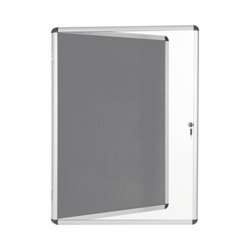 Bi-Office Enclore Felt Indoor Lockable Glazed Case 720x981x35mm Grey VT630103150 - BQ52303