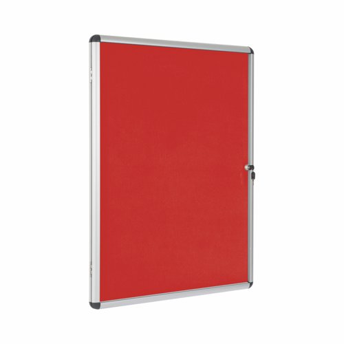 Bi-Office Enclore Red Felt Lockable Noticeboard Display Case 9 x A4 720x981mm - VT630105150